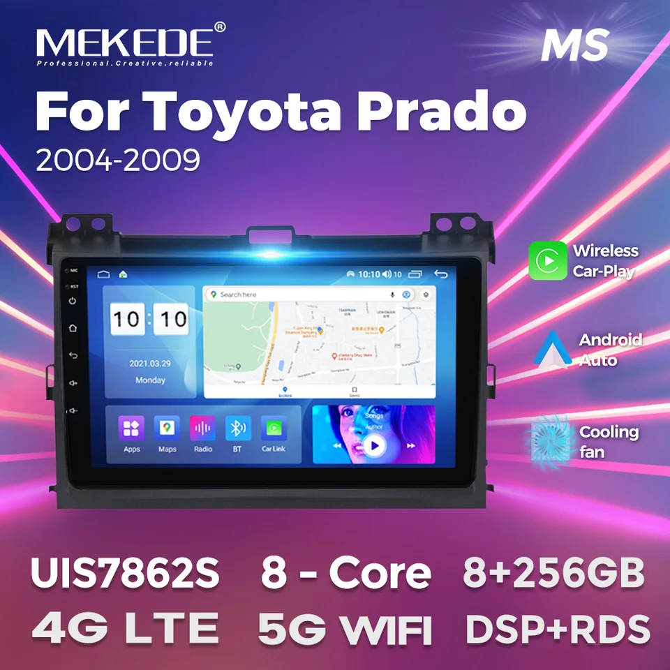 2Din Android 12 Stereo Player pre Toyota Prado 120 2004-2009 automobilový multimediálny hráč Car GPS navigáciu
