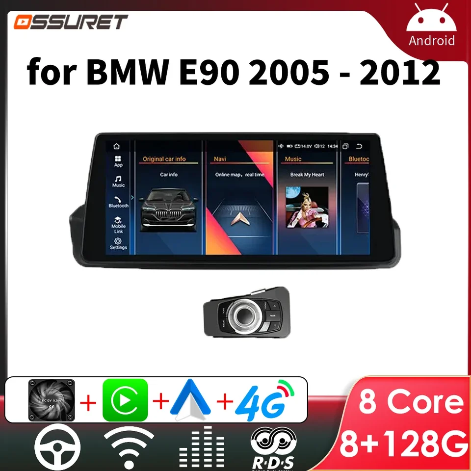 2Din Android Car Radio Video pre BMW 3 E90 2005-2012 Pravá jednotka GPS CarPlay Auto 4G SIM 10.33 '' Multimediálny prehrávač dotykovej obrazovky