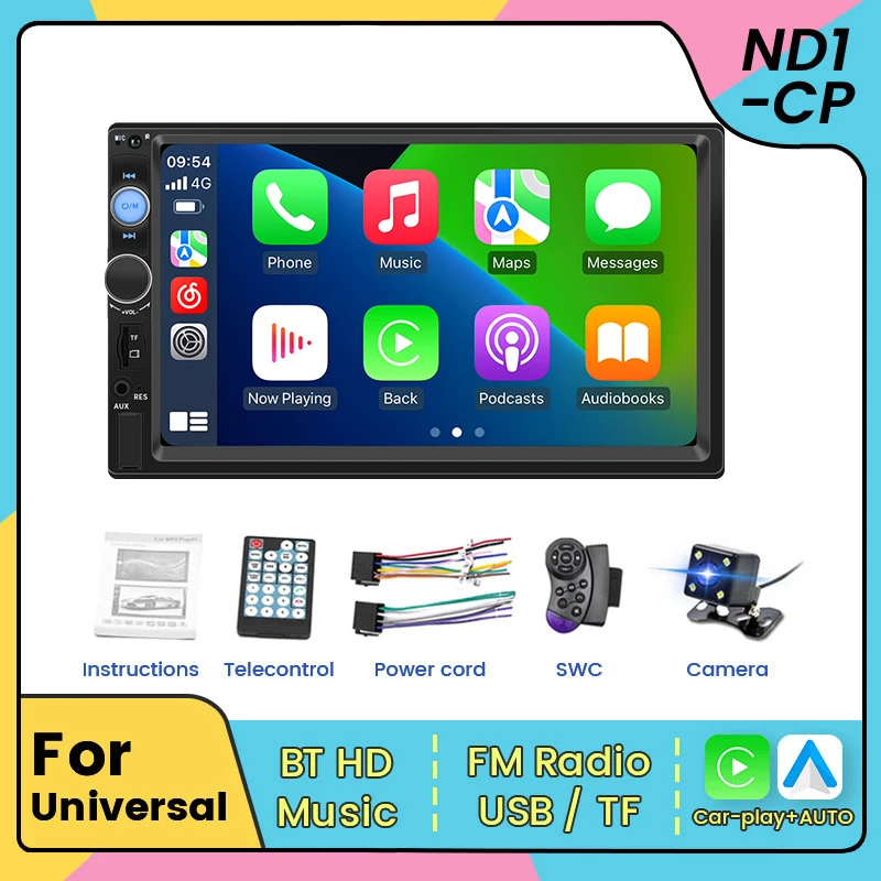 2Din Universal Car Radio 7 palcov HD Touch Screen Screen MP5 Multimedia prehrávač podporuje auto-play Adnroid Auto Camera Aux USB BT TF