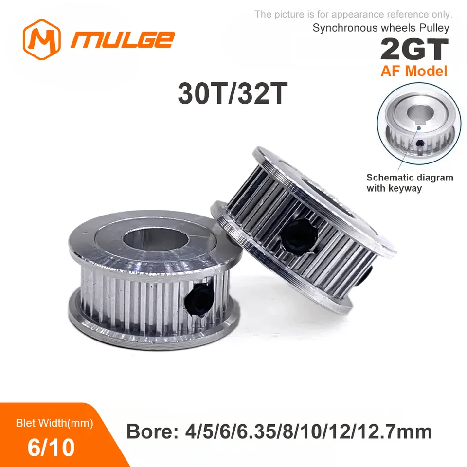 2GT GT2 Časová kladka 30T/32teeth typu AF Typ otvor 4/5/6/6,38/8/10/12/12,7 mm šírka pásu 6/10 mm 3D tlačené diely
