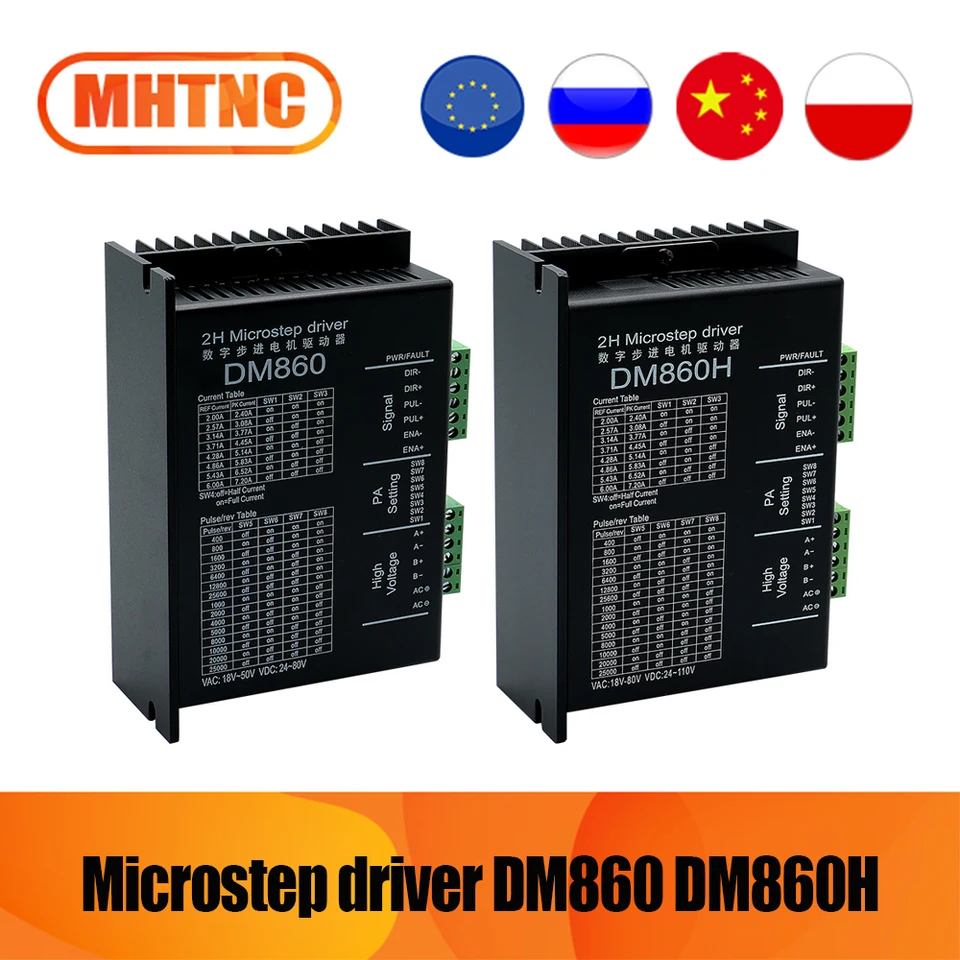 2H Ovládač motora Microstep DM860H AC18-80VORDC 24-110V 2-7.2A Suit NEMA34 NEMA32 Krokový motor pre CNC frézka Router Lathe