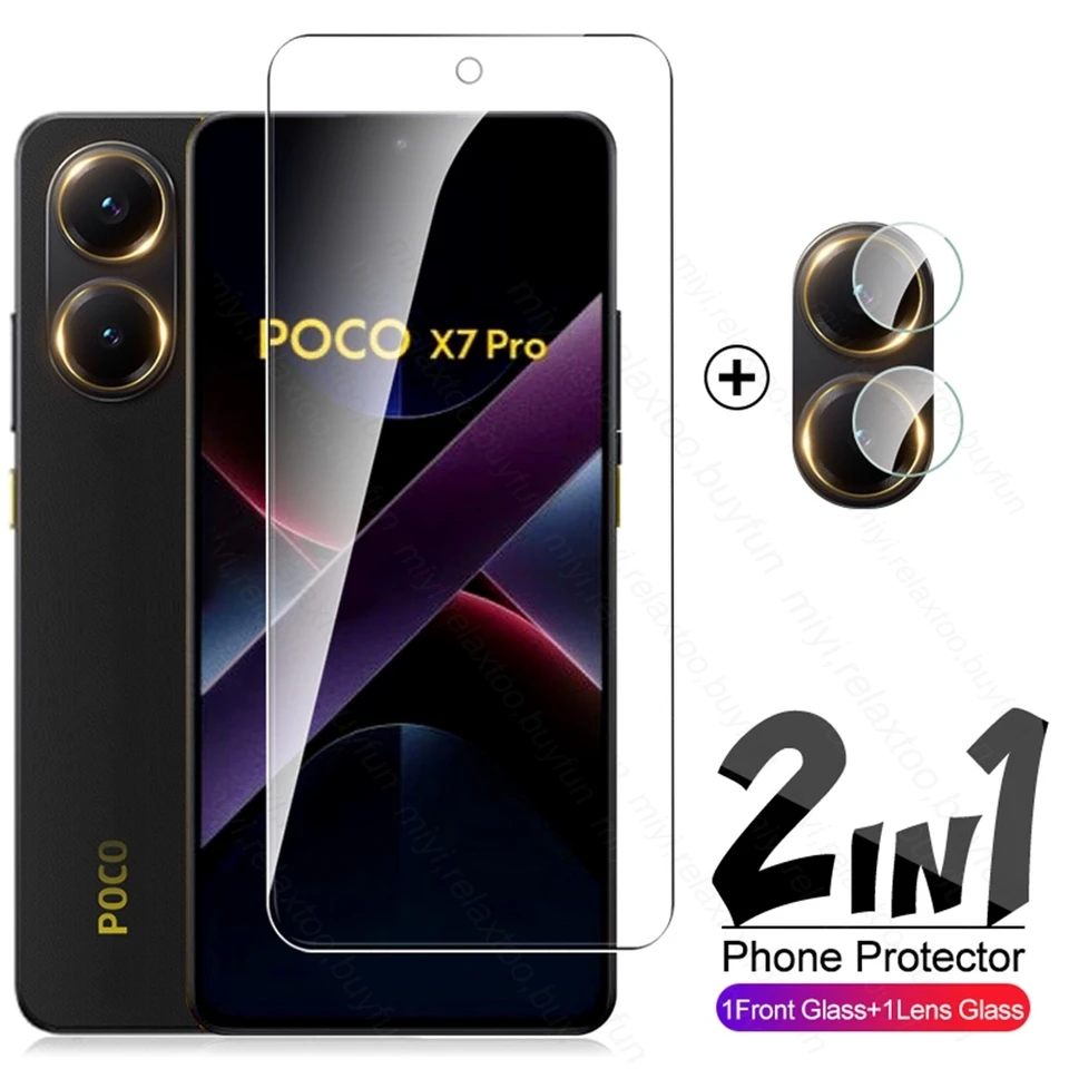 2in1 9H Glas pre Xiaomi Poco X7 Pro 5G Ochranné sklo POCOX7PRO Poko Little X7PRO X 7 PRO 7PRO HD OBSORKÁ SCRONOVÁ SCRONIC