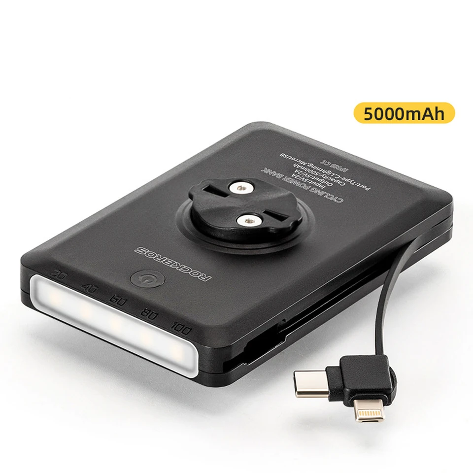 2in1 Bike Light 5000 mAh Veľká kapacita Power Bank s nabíjajúcim sa káblom prenosný cyklusový príslušenstvo Kúbok na bicykli Light Reharger