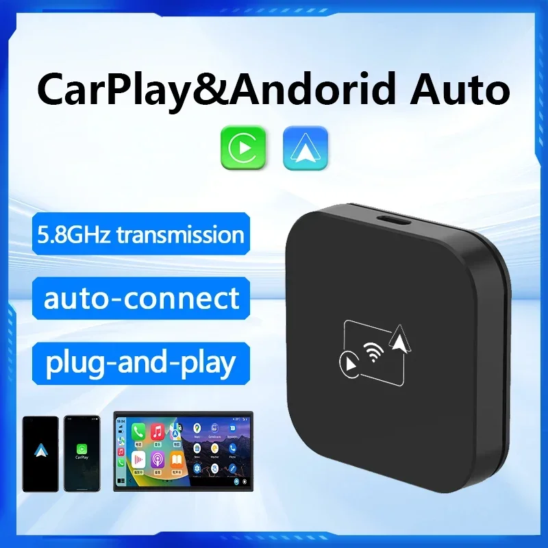 2in1 GPS MP5 box zapojený do bezdrôtového CarPlay a Android Auto 5GHz WiFi5 prenosová rýchlosť a hranie módne a prenosné