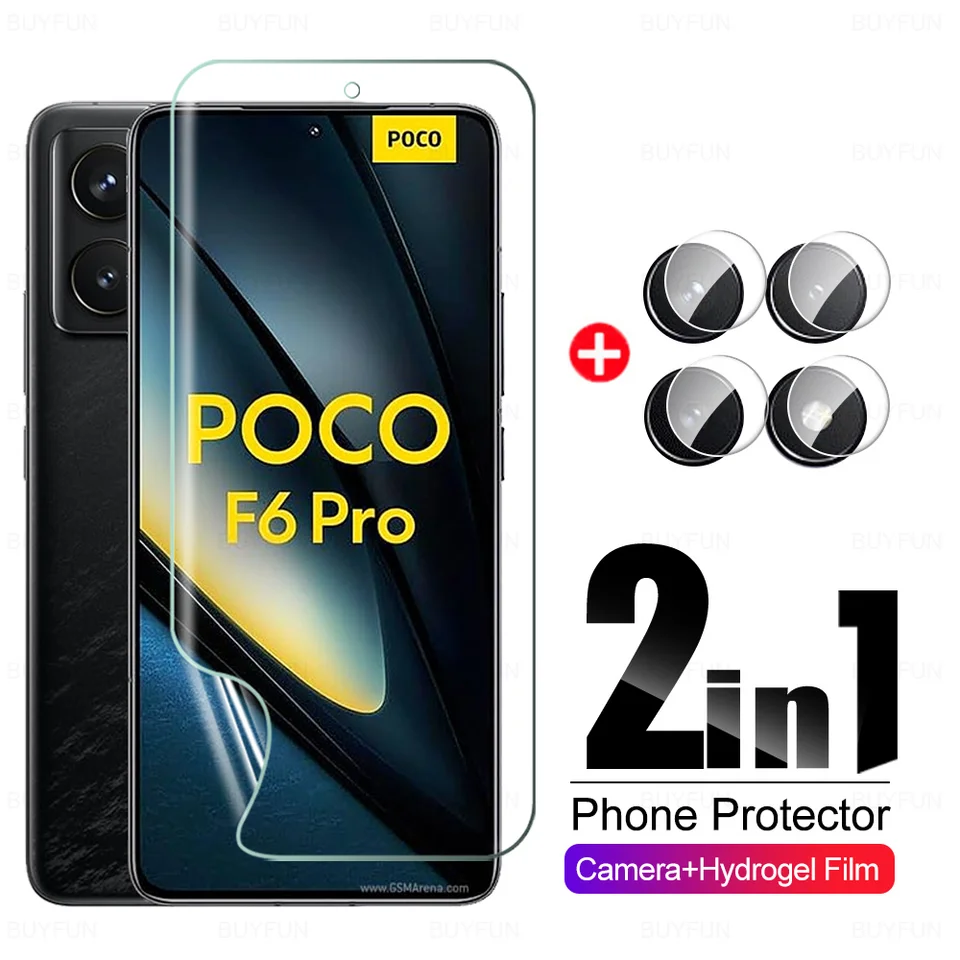 2in1 Hydrogel Film Case pre Xiaomi Poco F6 Pro Camera Glass pre Poco F6 Screen Protector Pocof6 POCOF6PRO LITTLE F6PRO F 6 6F 5G