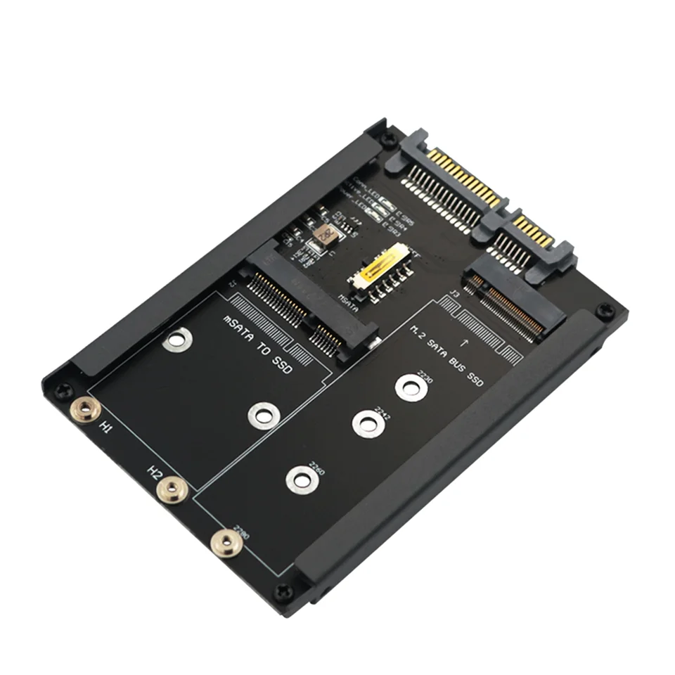 2in1 msata + b kľúč/b + m kľúč M.2 SSD až 2,5 SATA Adapter Card s zásuvkou krytu pre M2 NGFF SATA3 2230 2242 2260 2280