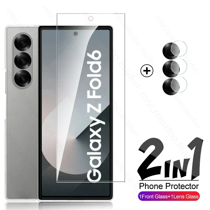 2in1 Zold6 Pase Temped Glass pre Samsung Z Poly 6 -Ploch6 5G Chránič obrazovky Camera Objektív On pre Galaxy Zfold 6 Z6 5G Zold 6