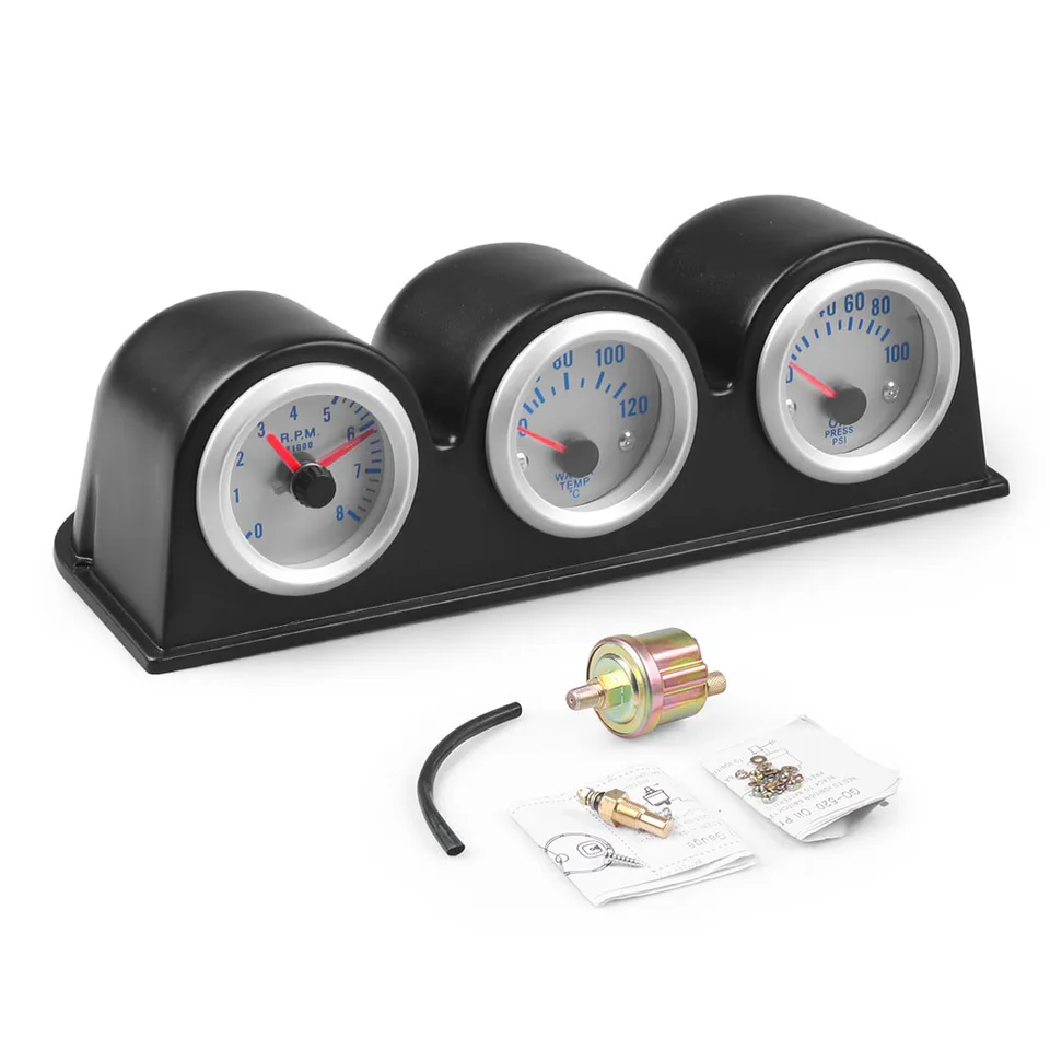 2inch 52 mm trojnásobný rozchod Tachometer RPM Opadzovač voda Oil Tlačný tlakový merač automobilu TT100651