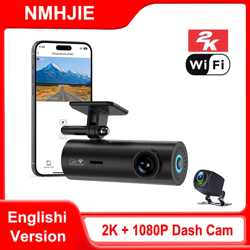 2K + 1080p DVR DVR WiFi DUALS DAY DASS DASK CAM pre kamery Sledovanie automobilov Videoréry Dashcam 24h parkovací monitor