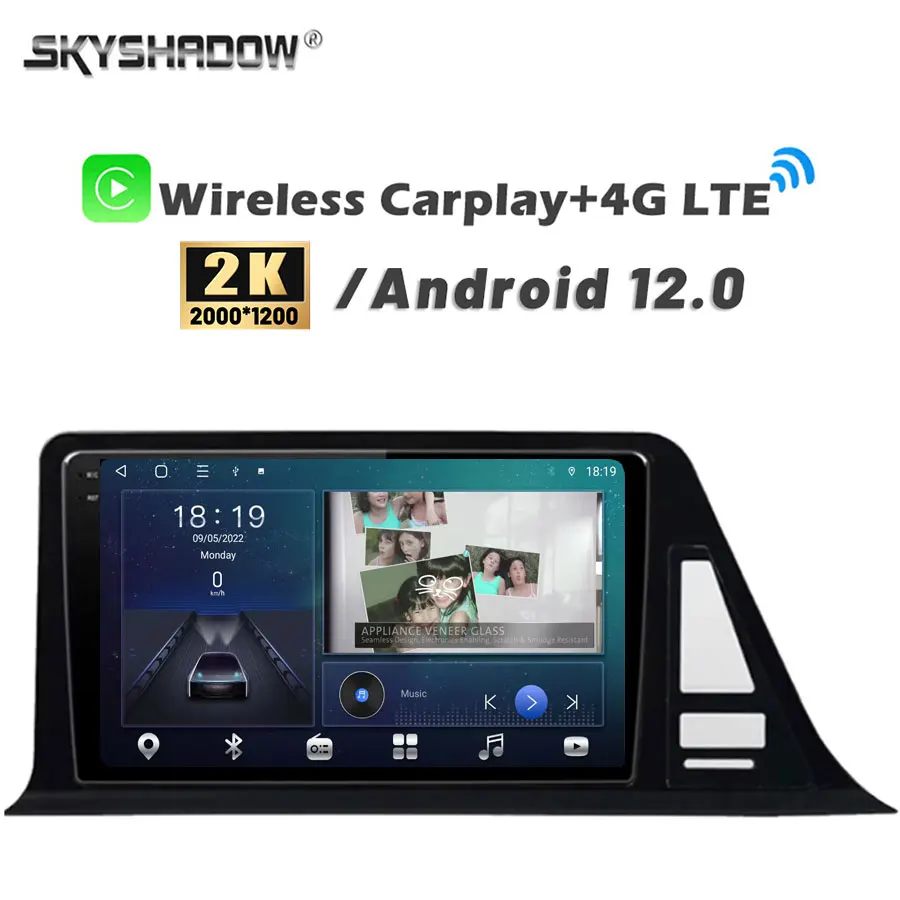 2K 2000*1200 360 CarPlay Auto Android 14.0 8G+128G DVD Player GPS mapa WiFi Bluetooth RDS Radio pre Toyota C-HR CHR 2016-2021