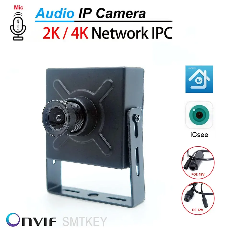 2K 4K Detekcia ľudského pohybu Audio IP Camera 12V/Poe H.265 XMEYE ONVIF pre NVR 4MP 8MP MIC MIC IPC Low Illumination AI Camera AI