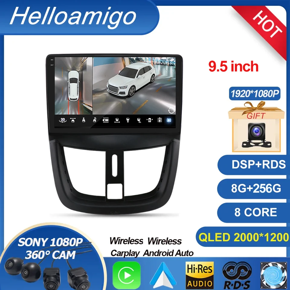 2K Android 13 Car Radio pre Peugeot 207 2007-2014 Autoradio Car Stereo Multimedia Player Carplay Navig 2DIN GPS DSP DSP