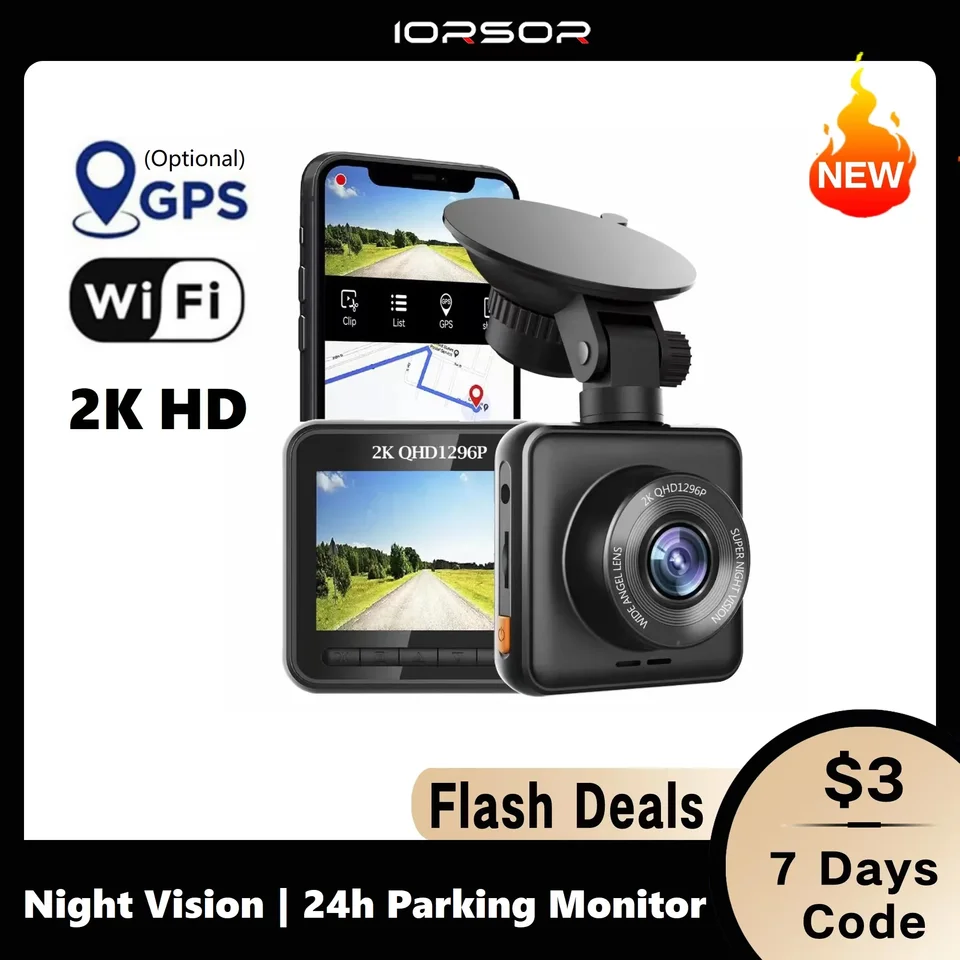 2K Dash Cam pre fotoaparát WiFi GPS DVR para Coche Night Vision Dashcam 24H parkovací monitor Mini Kamera Samochodowa Rejestrator
