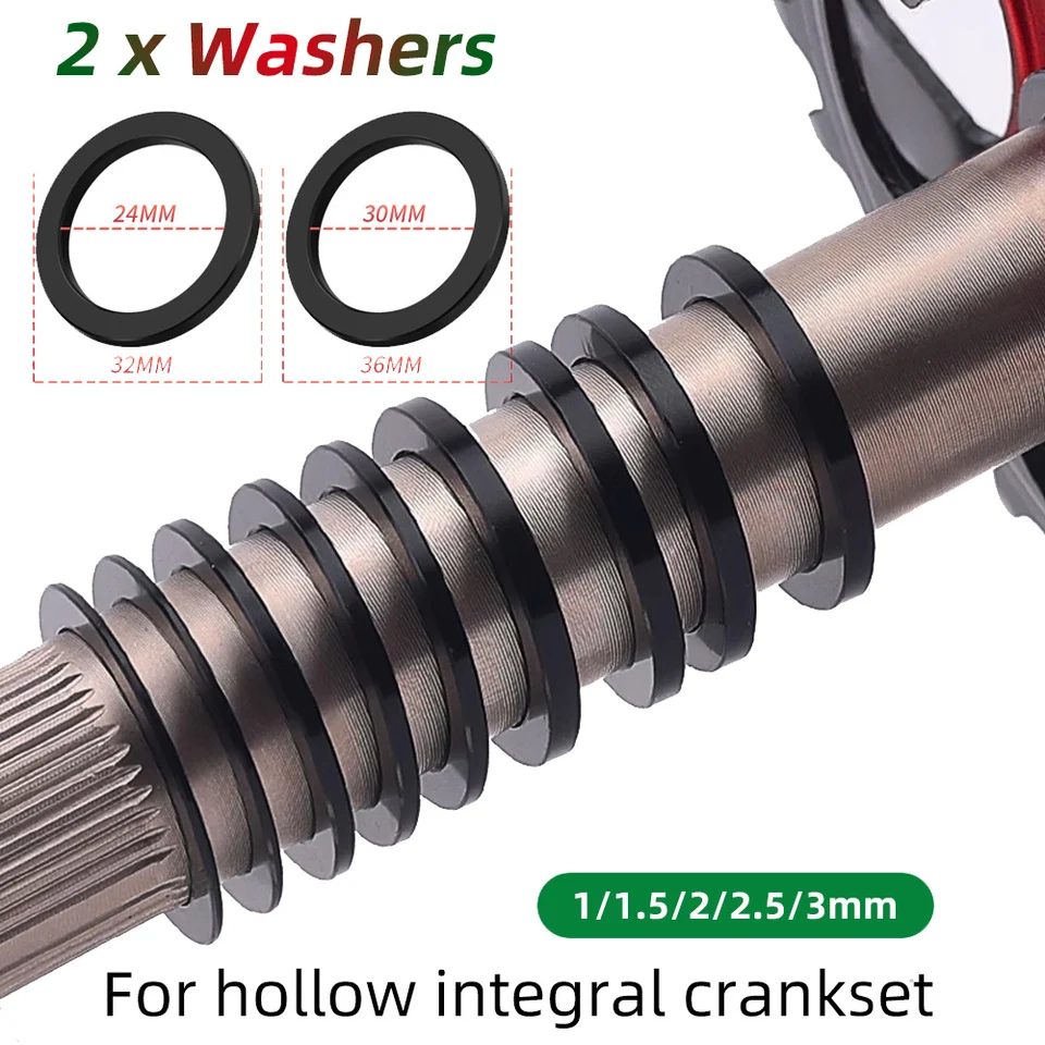 2ks 24 mm 32 mm podložky na bicykli Dutiny Kľuky Hliníkové zliatinové bicykle Crank Chain Spacers Adjuster Kit cyklovanie