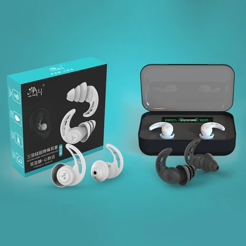 2ks 3 vrstvy mäkkých silikónových uší zátky kužeľové spánkové redukcie šumu redukcie uší zvukové izolácie chránič uší Drops lode