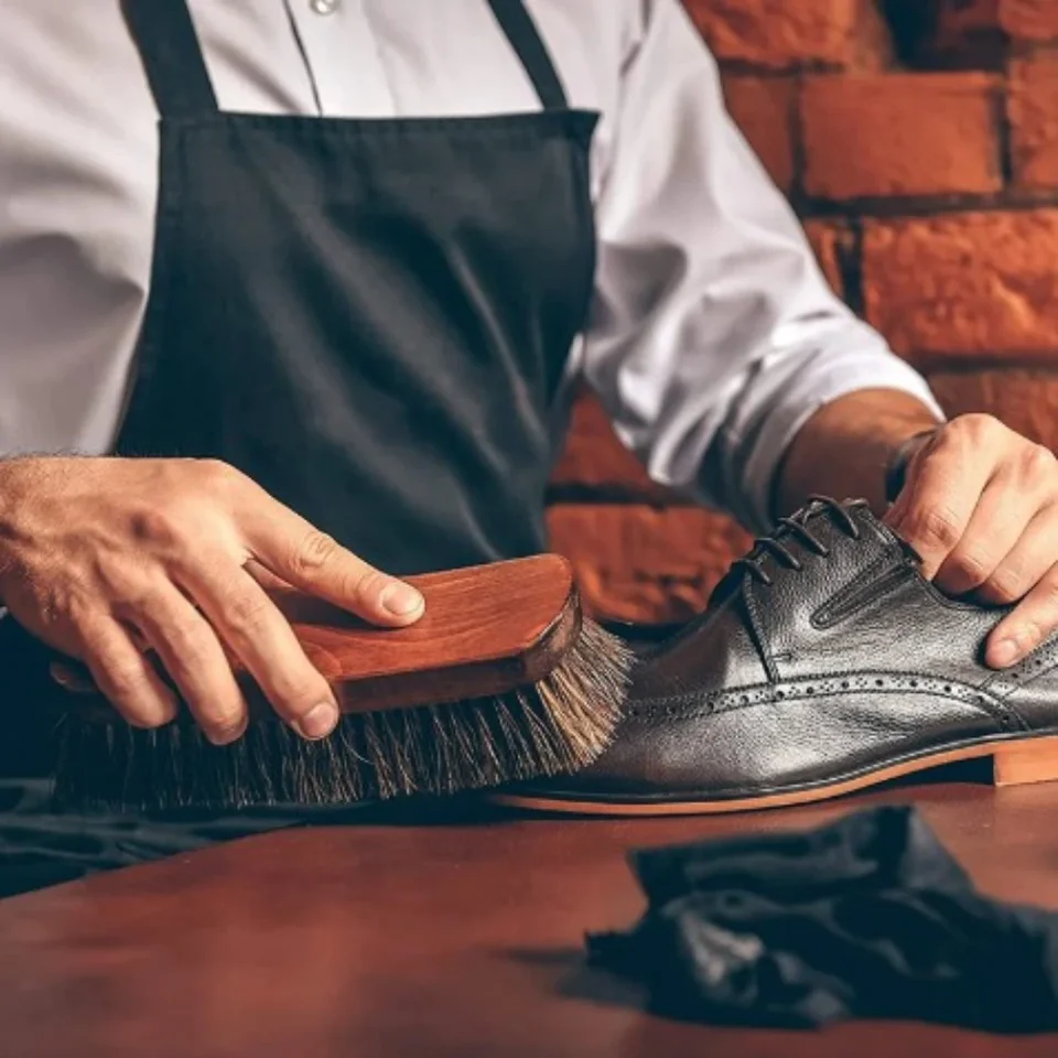 2KS Horse Hair Shoe Brush Veľká kožená kefka na topánky Sada Horse Hair Set Kefa Set Shop Leštiaca kefa masívne drevo