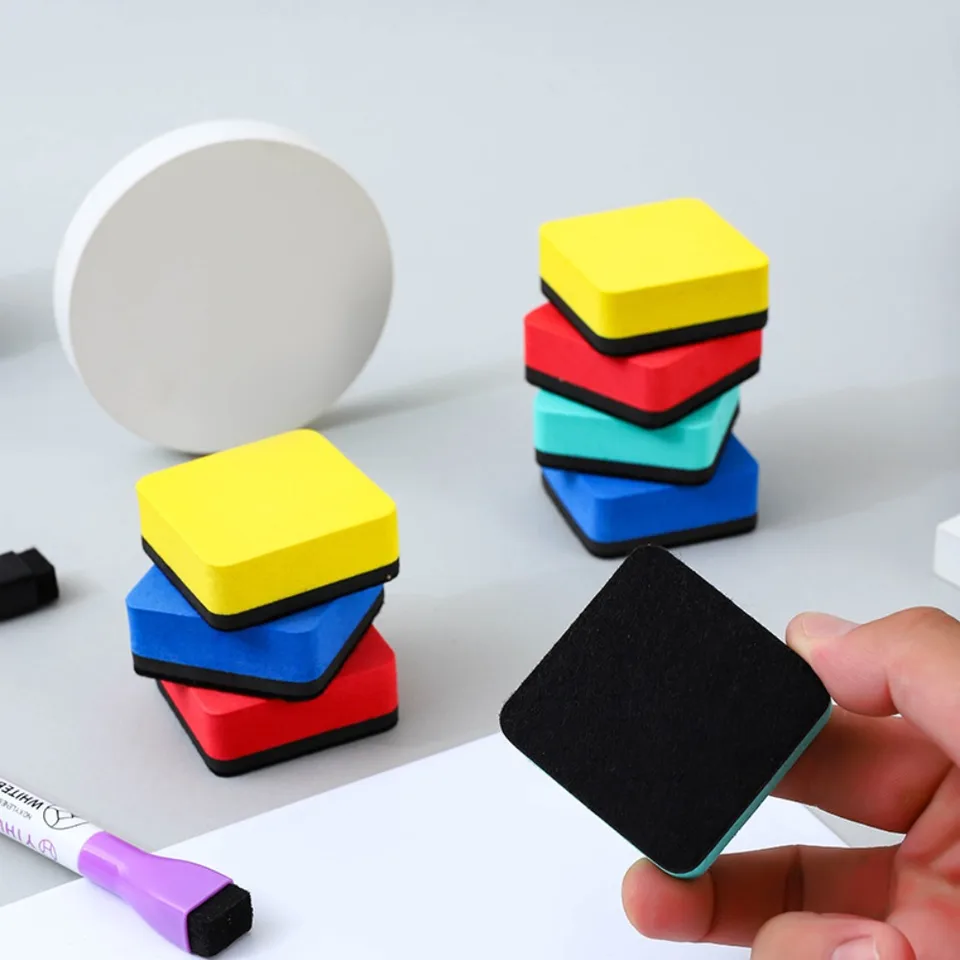 2ks kancelárske potreby Magnetickej bielej gumy Square Dual -Color Cašalkboard Cleansers Eva Felt Blackboard Wipe Kids