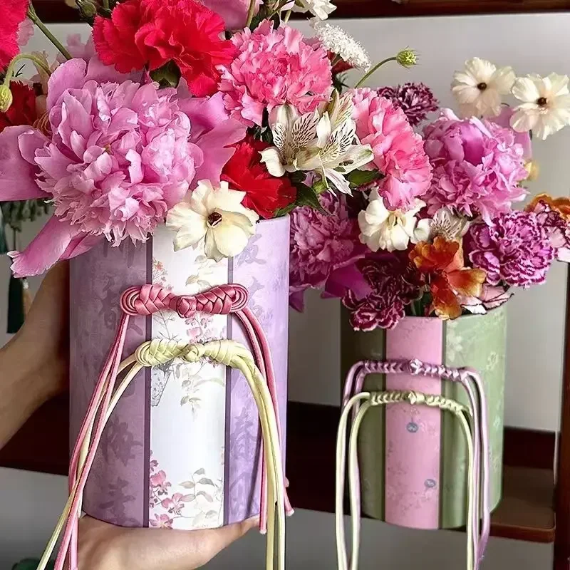 2ks kvetinové vedro okrúhle box pre Valentína narodeniny banket candy darček pre domácich majstrov objatia Prázdne škatule Skladovacie papierové tašky