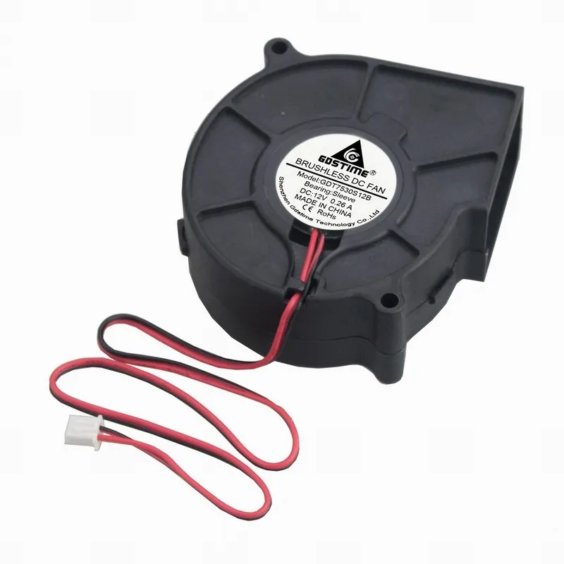2ks Lot Gdstime 75 mm DC 12V bez kefy chladiaceho fúkača chladiča ventilátora 12 volt 75x30 mm 75 mm x 30 mm 7530s Nové