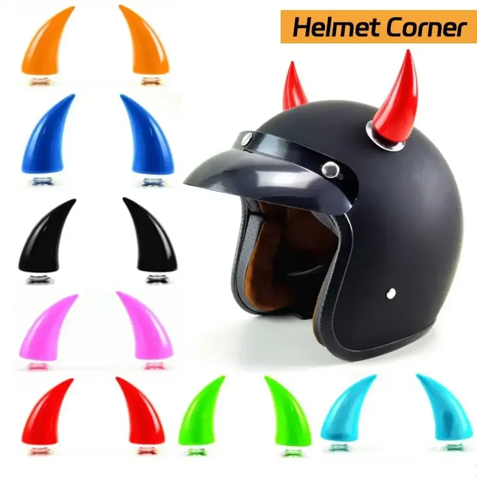 2KS motocyklová prilba Devil Rohy s dlhým bull roh Elektrický predný zadný nárazník dekorácie Doplnky bicyklov motocyklové prilby nálepky