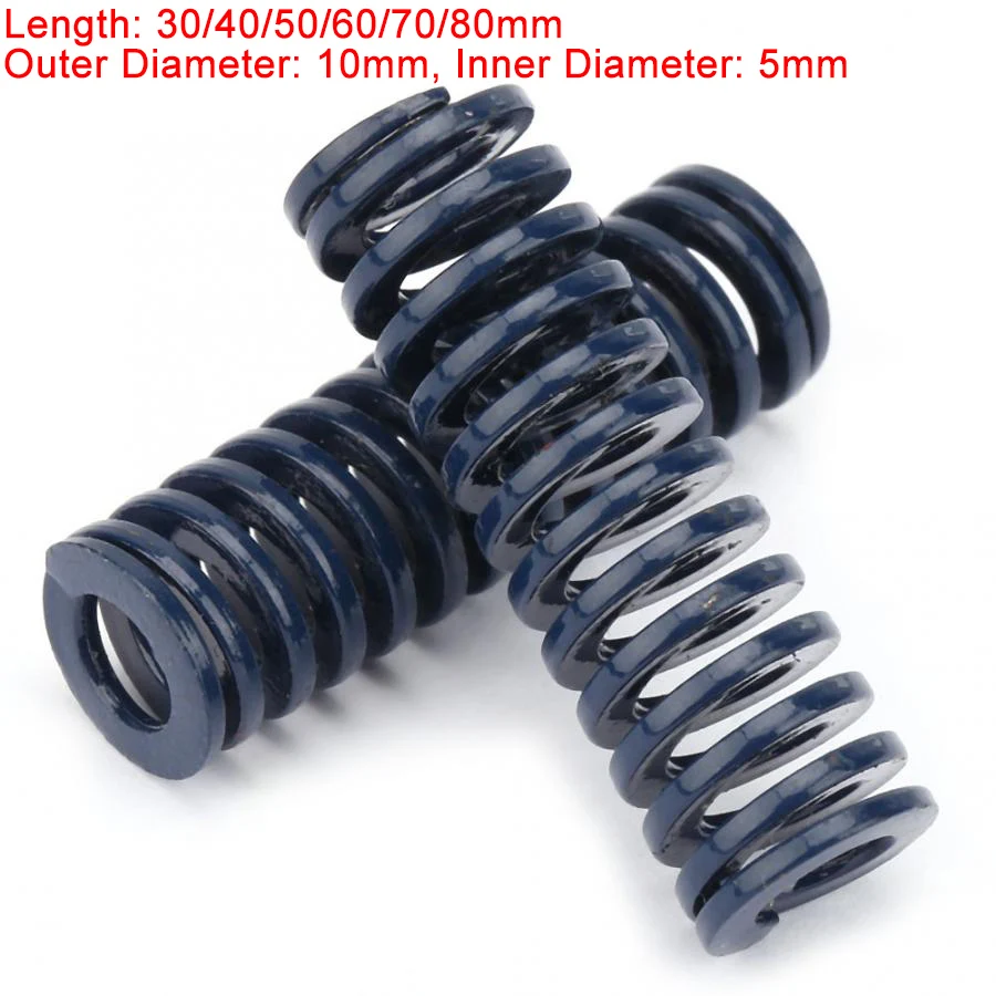 2ks OD 10 mm ID dĺžky 5 mm 30/40/50/60/70/80 mm Vysoká presnosť oceľové modré svetlo zaťažovacie formy Zrážanie pružiny Kompresia pružiny pružiny