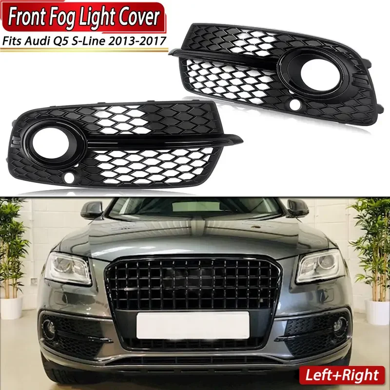 2ks pre Audi Q5 S-Line SQ5 Sport Black Zľava a pravý predný nárazník Hmlové ľahké mriežky Modifikácia Príslušenstvo 2013-2017