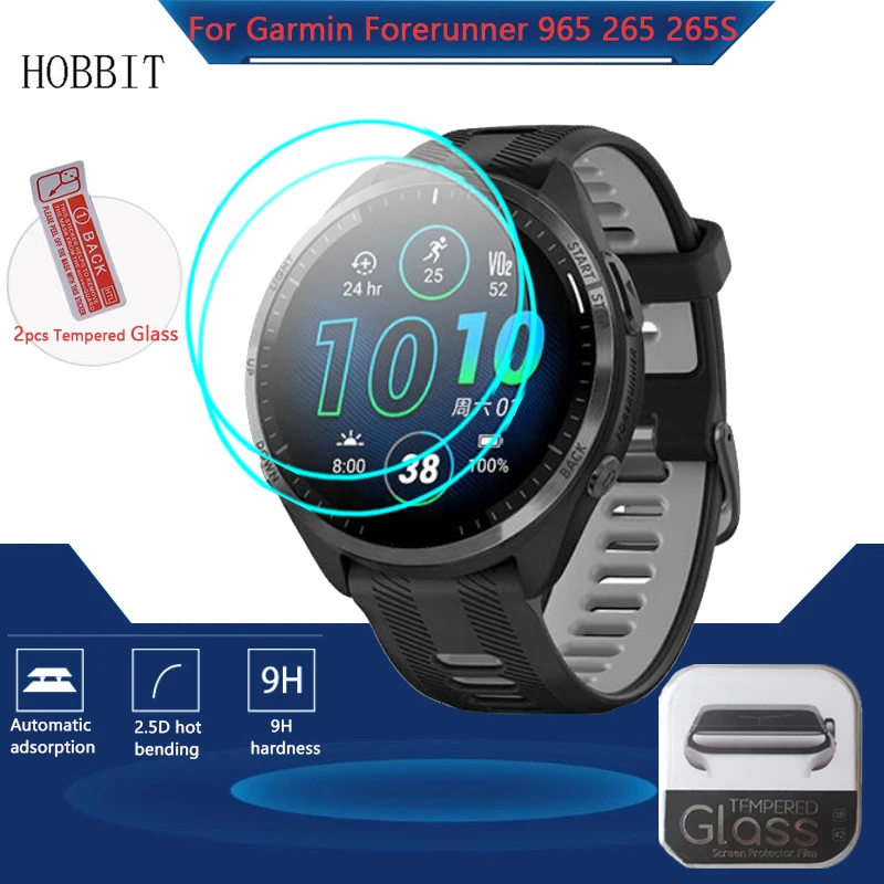 2ks pre Garmin Forerunner 965 265 265S Smartwatch 2,5D Ultra Clear Anti Purple Light 9H Temperované sklenené chránič obrazovky