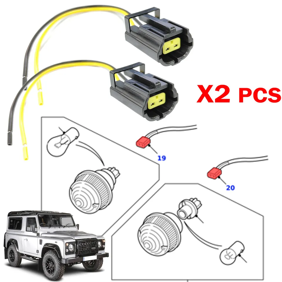 2ks pre Land Range Rover Defender Discovery Freelander 2pin Connector Opravy zadná indikátorka Lampa žiarovka Žiarovka držiak STC1188