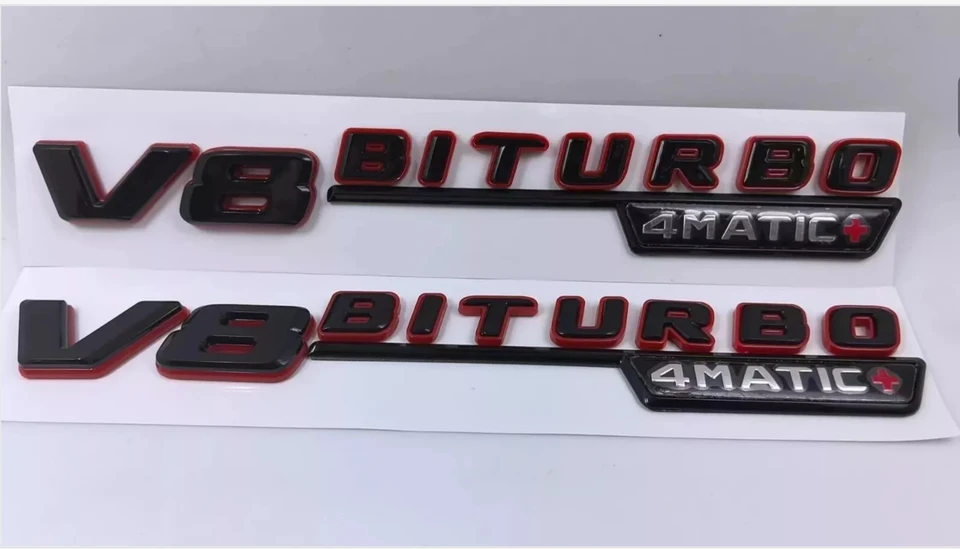 2ks pre lesk Čierny červený vetrací blatník V8 Biturbo 4matický+ znak nálepky pre MB ECS