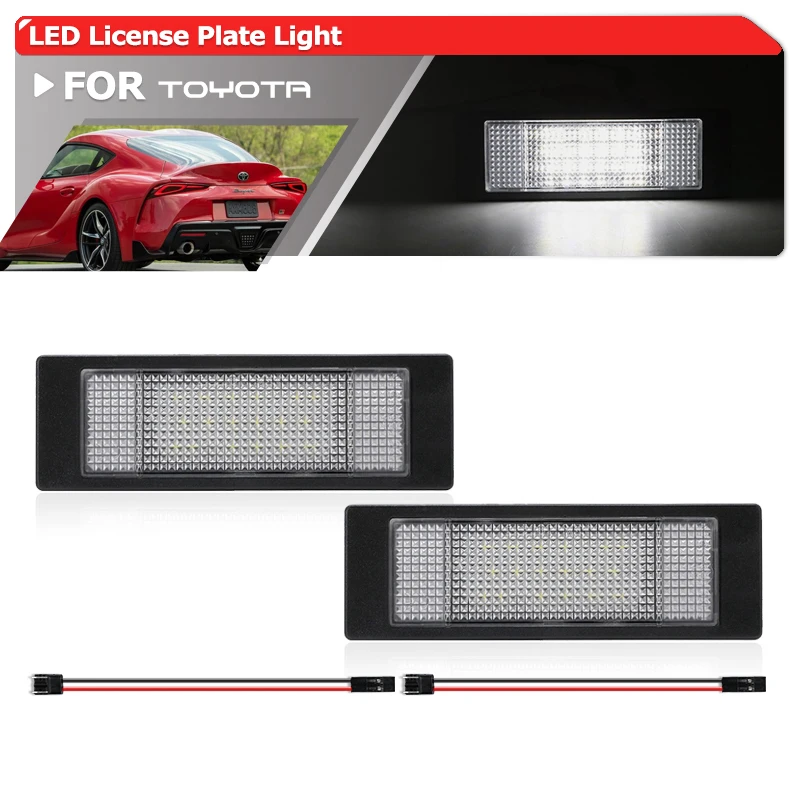 2ks pre Toyota Gr supra A90 2020- Zadná biela plná 18-SMD LED poznávacia značka Automatické parkovacie značky Lampy