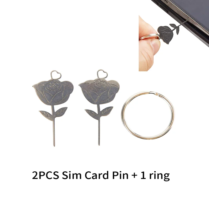 2ks/sada ružová tvar z nehrdzavejúcej ocele pre smartphone SIM karta Demontáž Eject PIN Key Tool Universal Thimble