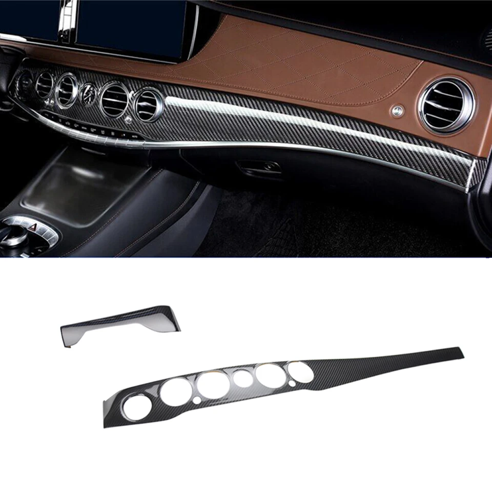 2KS Skutočné suché uhlíkové vlákno interiérové ​​dosky Dashboard Súprava Pridajte pre Mercedes S Class W222 S65 2014-2020