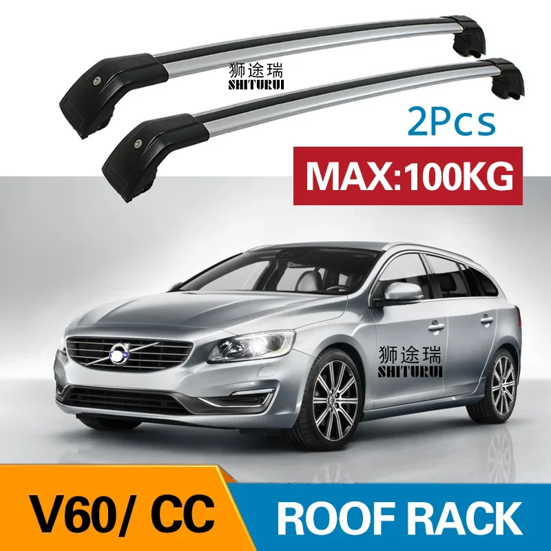 2ks strešné tyčinky pre Volvo - V60 155, 157 225 2010-2018 cc cc crt country hliníkové bočné tyče