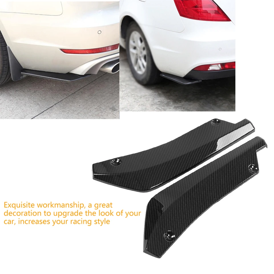 2ks Univerzálny automobil zadný nárazník Strip Spoiler Difúzor štiepač Scratch Protector Protect Uhlíkové vlákno krídla bočná sukňa predĺženie