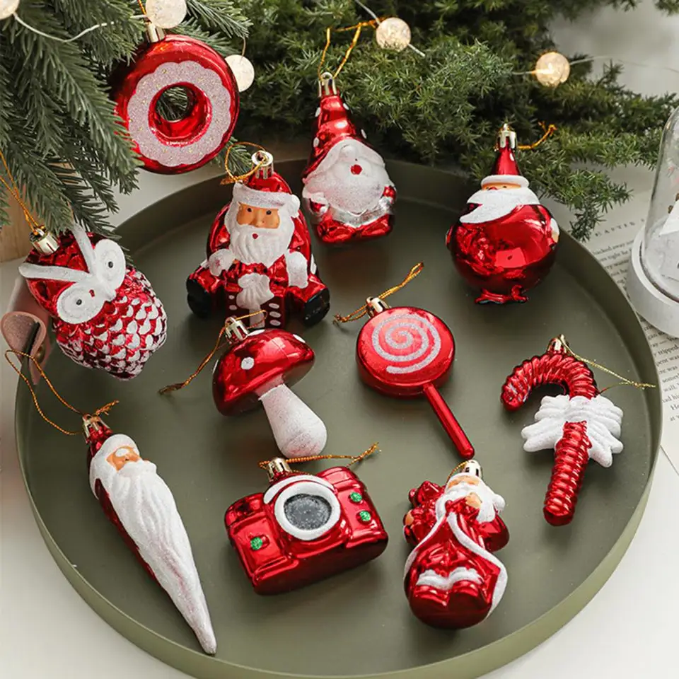 2ks vianočný prívesok Vynikajúci huby šišky v tvare Santa Claus vianočný strom visiaci ozdoba farebná dekorácia vianočných stromov