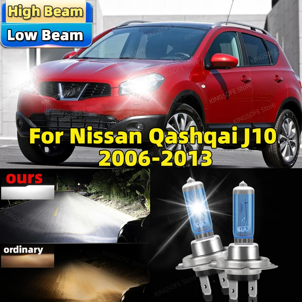 2ks vysokovýkonný 100 W žiarovka halogénového svetlometu pre Nissan Qashqai J10 2006-2013 Canbus Low Beam 6500K predné svetlo