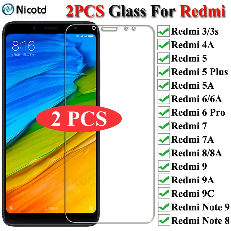 2ks/šarža 9h temperované sklo pre Xiaomi Redmi 9a 8a 7a 6a 5a 4a chránič obrazovky pre redmi 9 8 7 6 5 4 3 3s Poznámka 9S 9 8 7 6 5 Pro