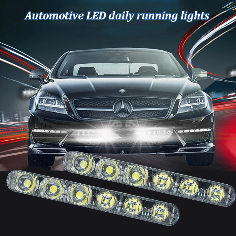 2ksové auto automatické mriežky denné svetlo svetlo denného svetla Styling Lamp DRL 6 LED 9 LED 12 V KAŽDÉ SVETLO SVETLO Hmlové svetlo 6000K Žiarovka