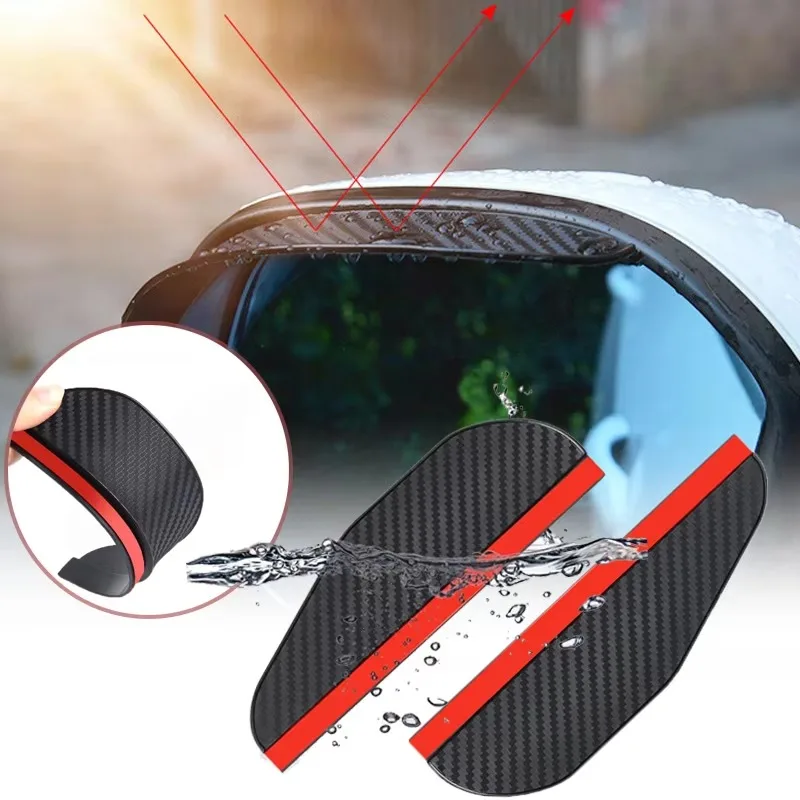 2ksové auto spätné zrkadlo Rain Shield Dažďové obočie Rain Cover Univerzálne uhlíkové vlákno Zadné zrkadlo Dažďové obočie štít