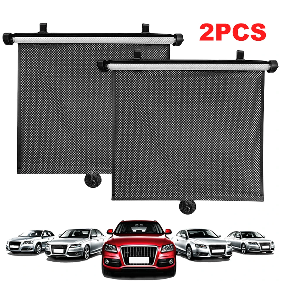2ksové auto zatiahnuteľný valček slnečno slnečno 15 palcov tepelne izolačné bočné okenné záclona stlačte tlačidlo Roll Up Roller Automobile Sunshade