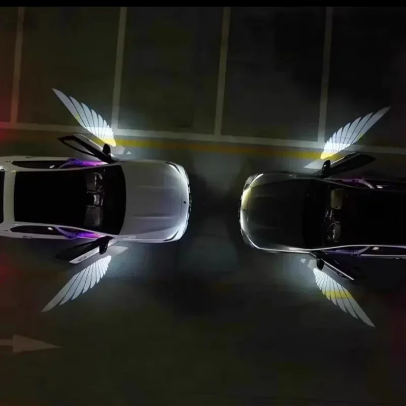 2ksové autá anjelské krídla bezdrôtové dvere automobilu Atmosféra osvetlenie tieňový projektor lampa LED dekoratívne ľahké autá doplnky