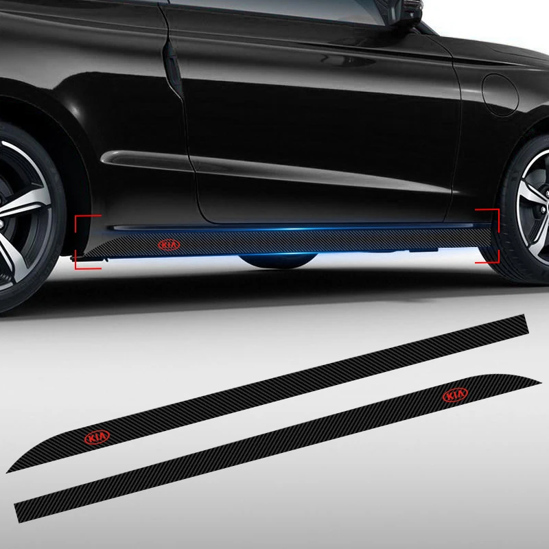 2ksové dvere automobilu bočná sukňa sukňa tela Nálepky na nálepky na uhlíkové vlákno pre Kia Ceed Sorento Sportage Niro Optima Picanto Rio Morning