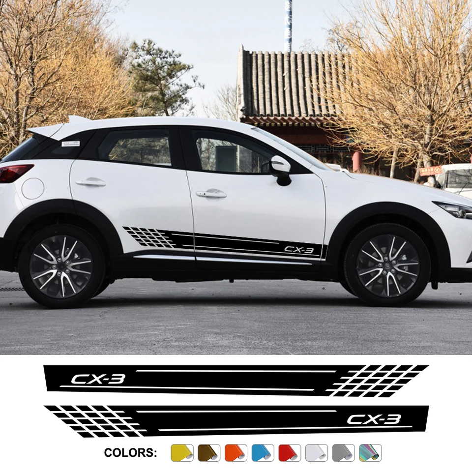 2ksové nálepky na bočné nálepky na dvere automobilov pre Mazda CX-3 Racing Sport Styling Vinyl Film Decals Decotion Automatické ladenie príslušenstva