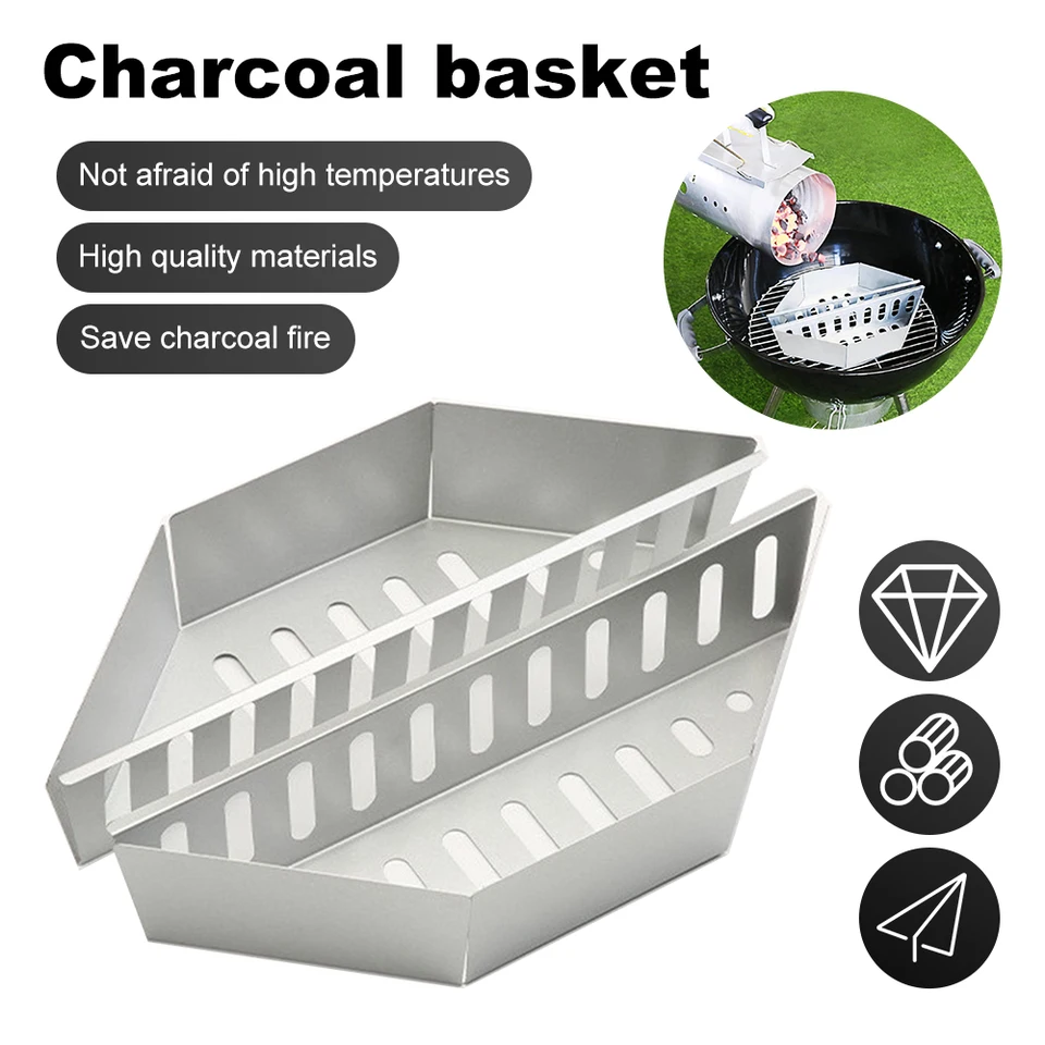 2ksové uhlie koša BBQ uhlia Gril Grill Basket Držitelia grilovacích príslušenstiev výmeny pre grilové doplnky