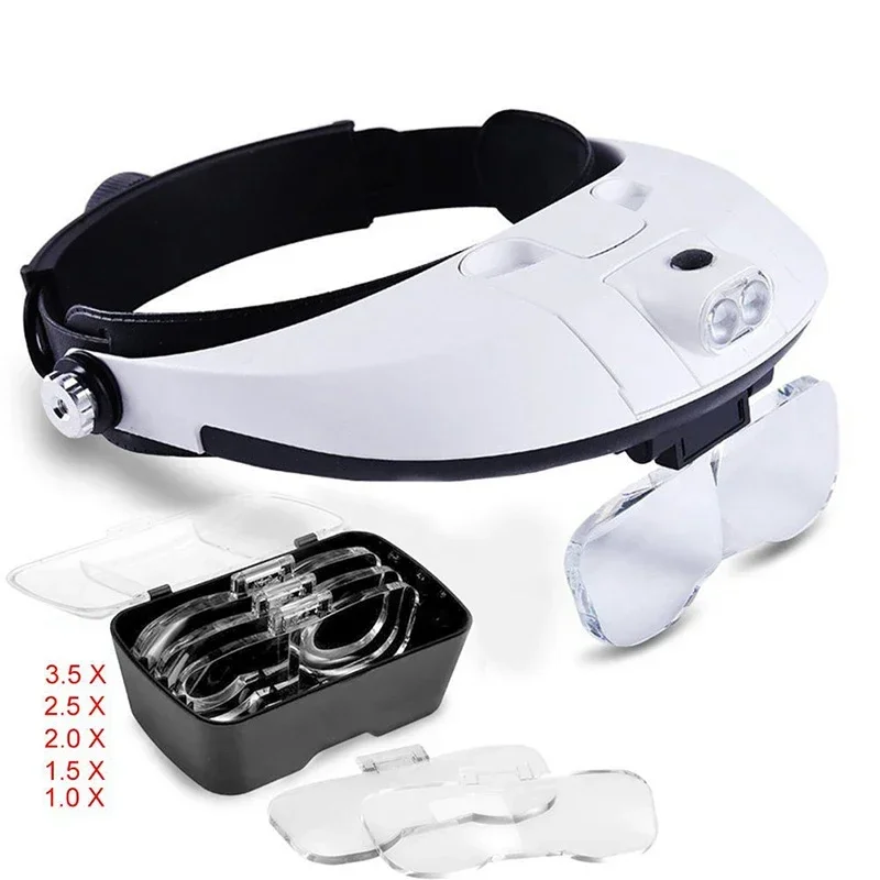 2LED hlava namontovaná na hlavu osvetľujúce švábky Loupe Occhiali Ingram Ingram vrecko mikroskop Mikroskop Lente