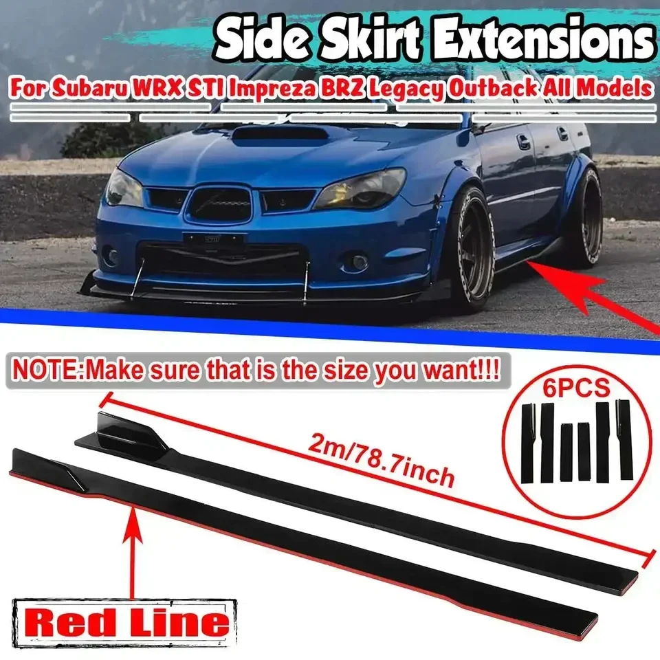 2M bočné sukne sukňou predlžovanie rocker Splitter Side Sukne pery pre Subaru WRX STI Impreza BRZ Legacy Outback