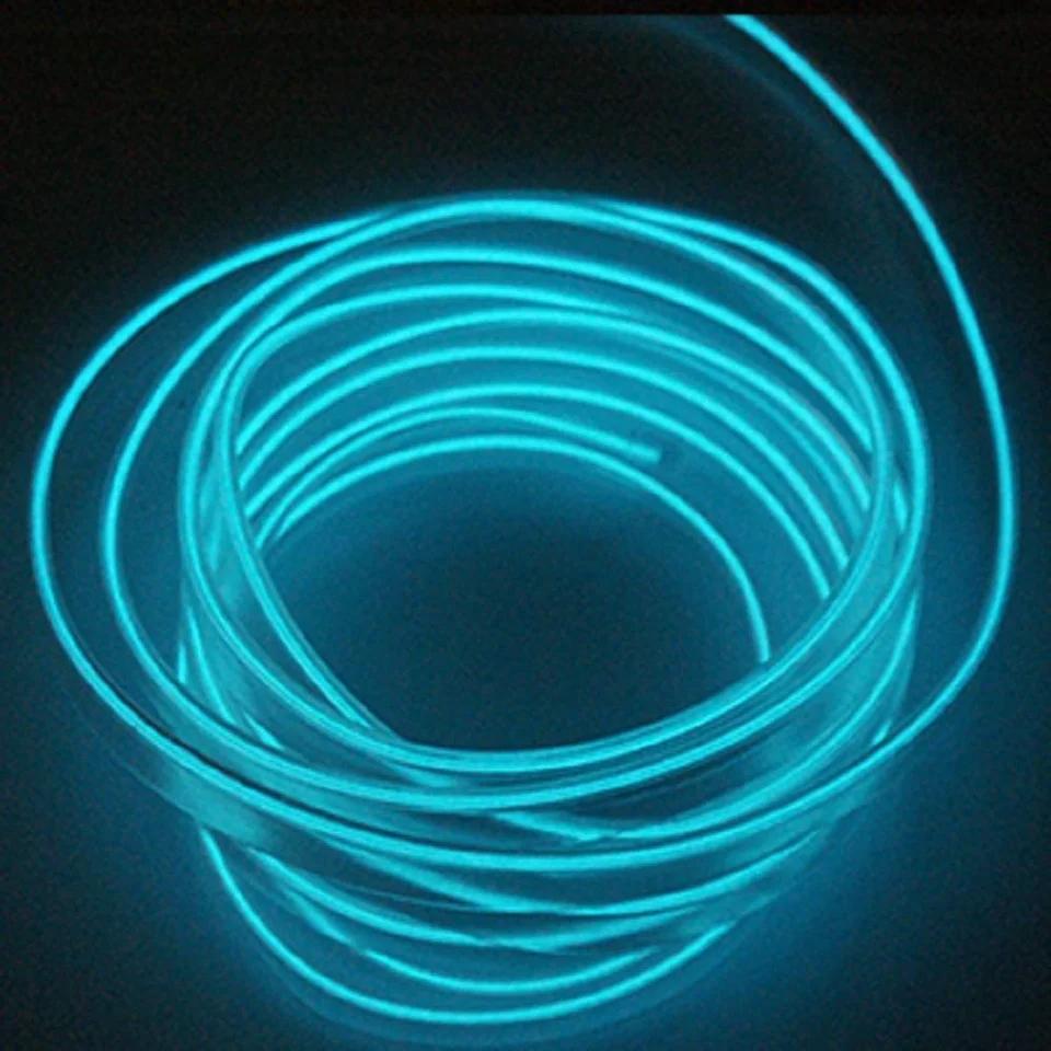2M Interiérové ​​dekorácie Svetlá LED diódy LED NEON NEON NEON DRET s cigaretovým zapaľovacím adaptérom （ICE Blue）