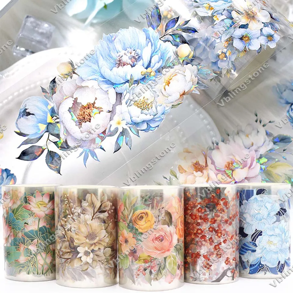2M modrý kvet Pet washi pásky roztomilé dievčatá ružové priehľadné maskovacie mazakovanie pásky dekoratívny denník scrapbooking nálepka estetika