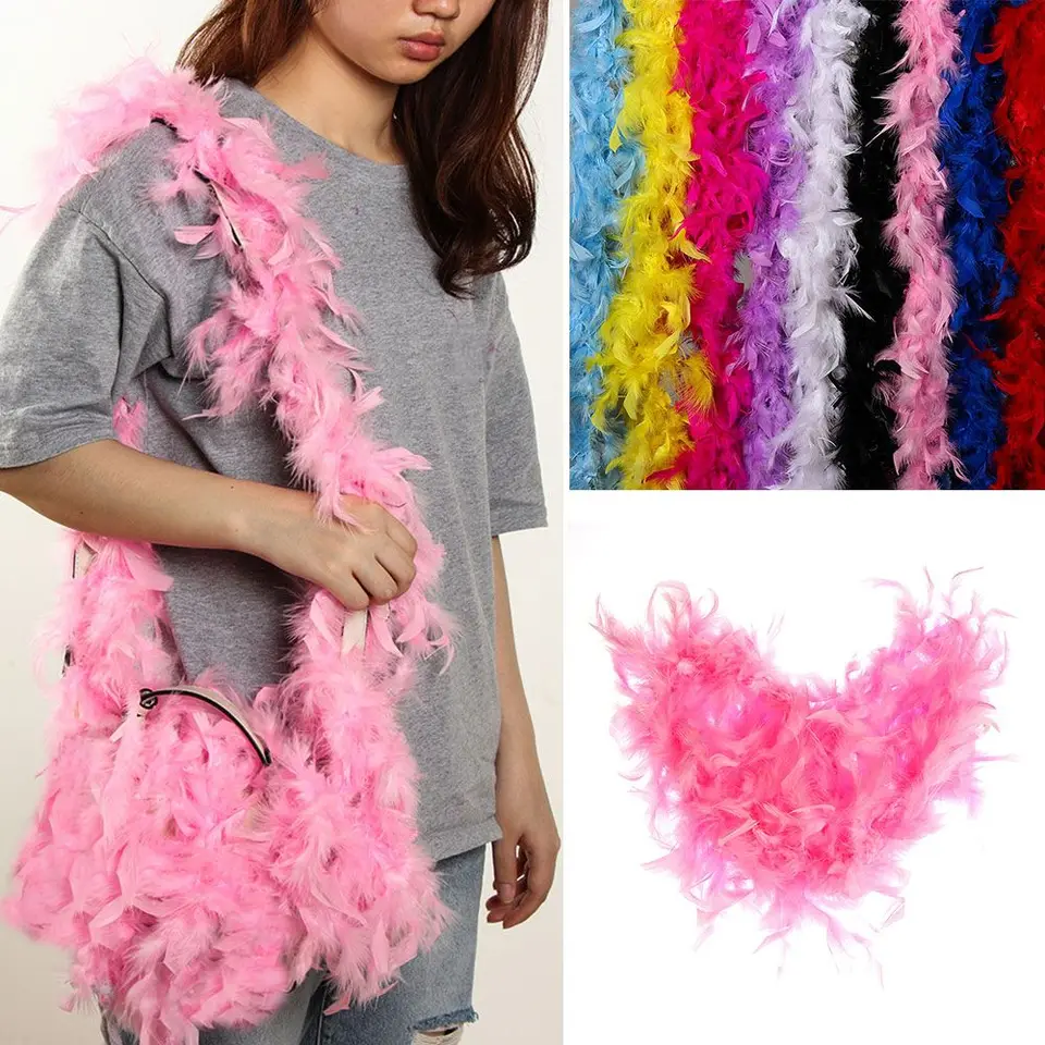 2m perie Boa Strip Fluffy Craft Costume Fancy Dress Svadobná hostina dekorácia oblečenie a látka