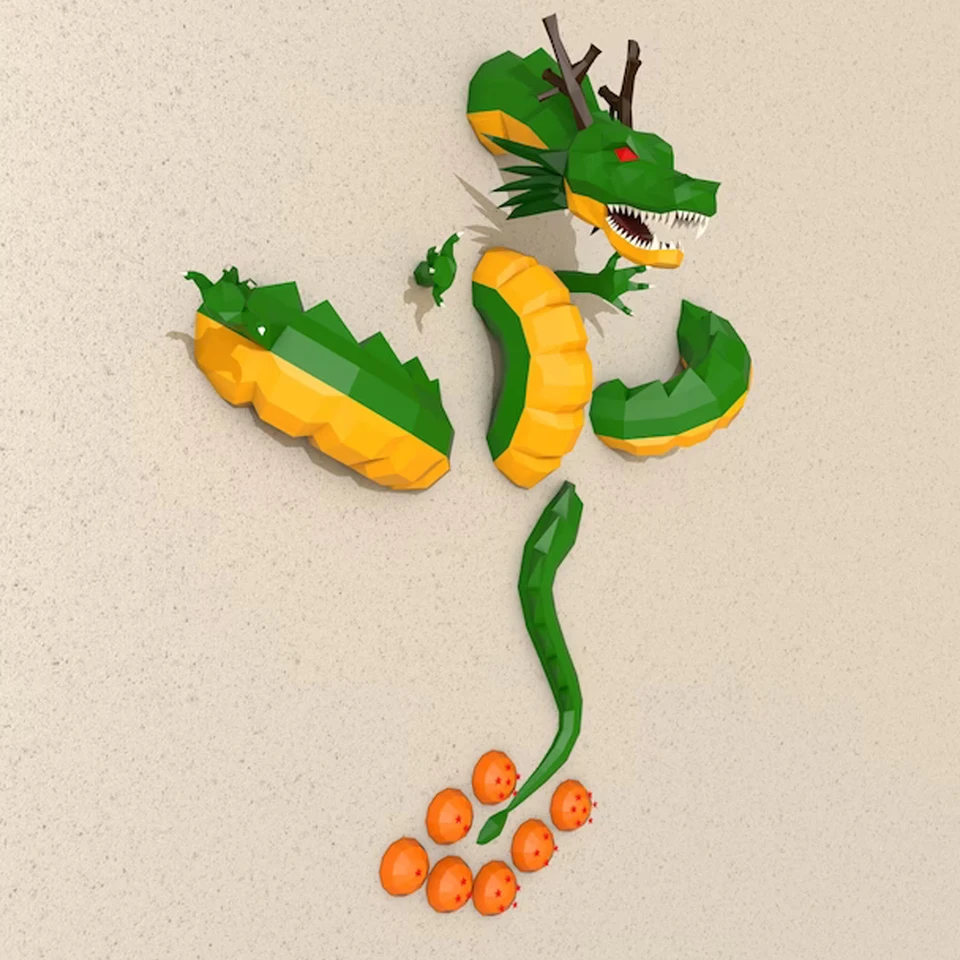 2M Shenron Paper Model Dragonballz Shenlong Wish Ball Papercraft 3D DIY Puzzle Hračky Hračky ručne vyrobené origami stena dekorácie Domovod